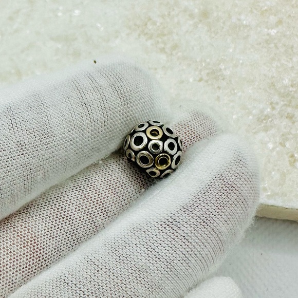 EUC Pandora 790325 Sterling Silver w/ 14K Yellow Gold Oh! Charm - Picture 11 of 17